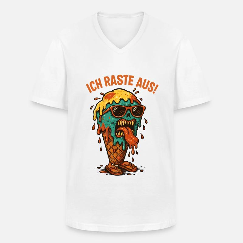 Schmelzendes Eisgesicht - Männer-T-Shirt mit V-Ausschnitt - Weiß