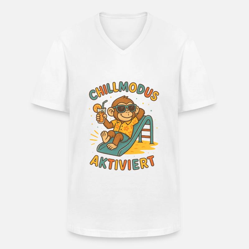 Chillmodus Aktiviert Affe - Männer-T-Shirt mit V-Ausschnitt - Weiß