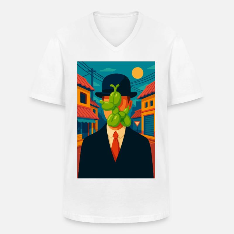 Mann (mit einem geschwollenen Hund) - Männer-T-Shirt mit V-Ausschnitt - Weiß