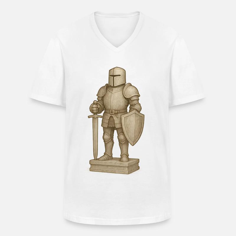 Ritterliche Samurai-Figur im Stone-Style - Männer-T-Shirt mit V-Ausschnitt - Weiß