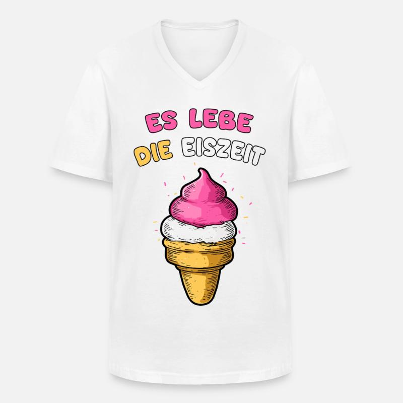 Es lebe die Eiszeit mit Eiscreme - Männer-T-Shirt mit V-Ausschnitt - Weiß