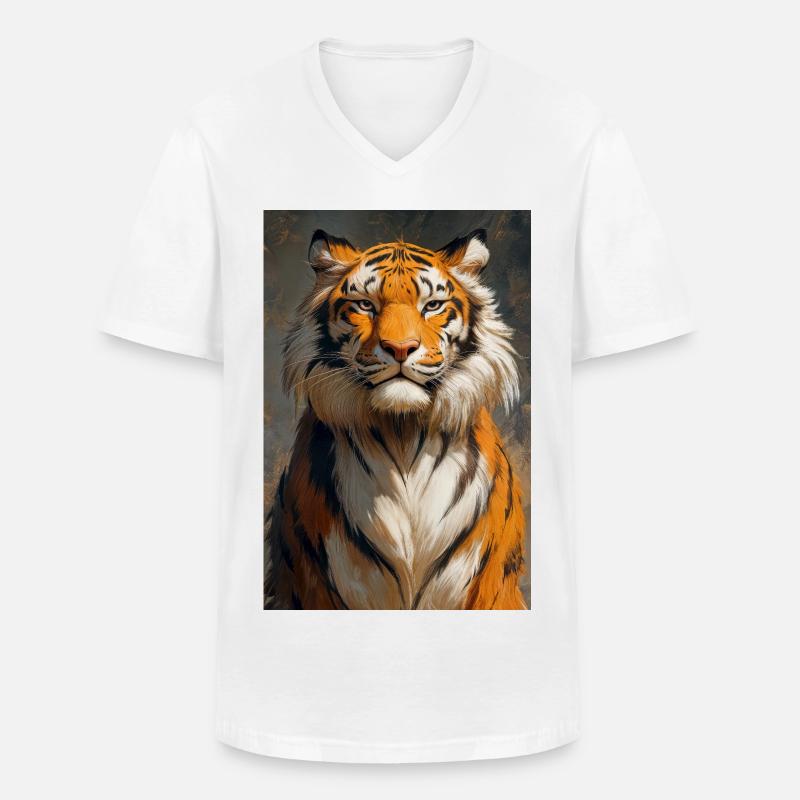 Illustration eines Tigers - Männer-T-Shirt mit V-Ausschnitt - Weiß