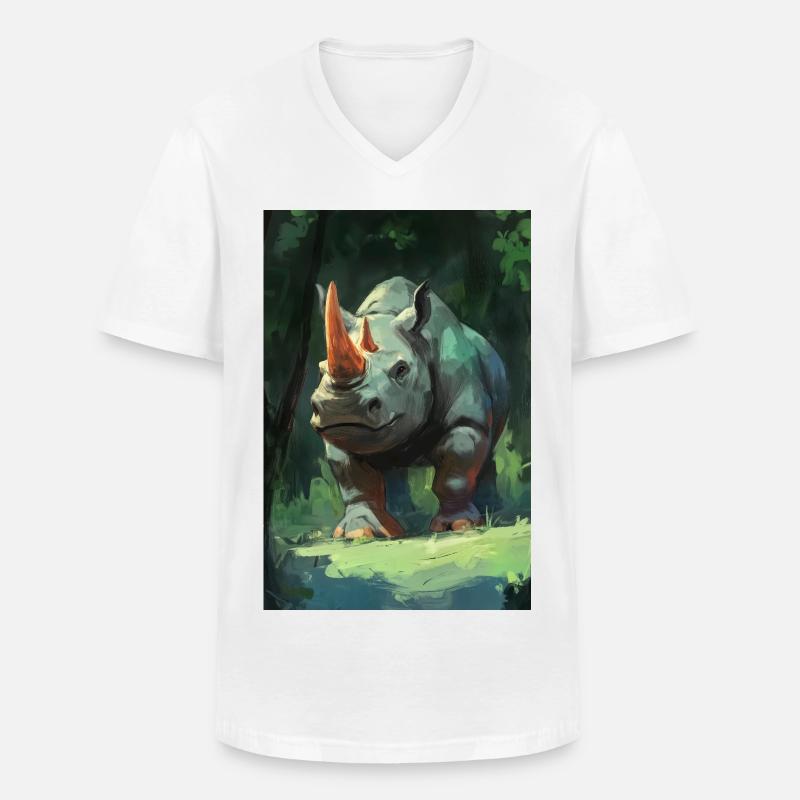 Illustration eines Nashorns - Männer-T-Shirt mit V-Ausschnitt - Weiß