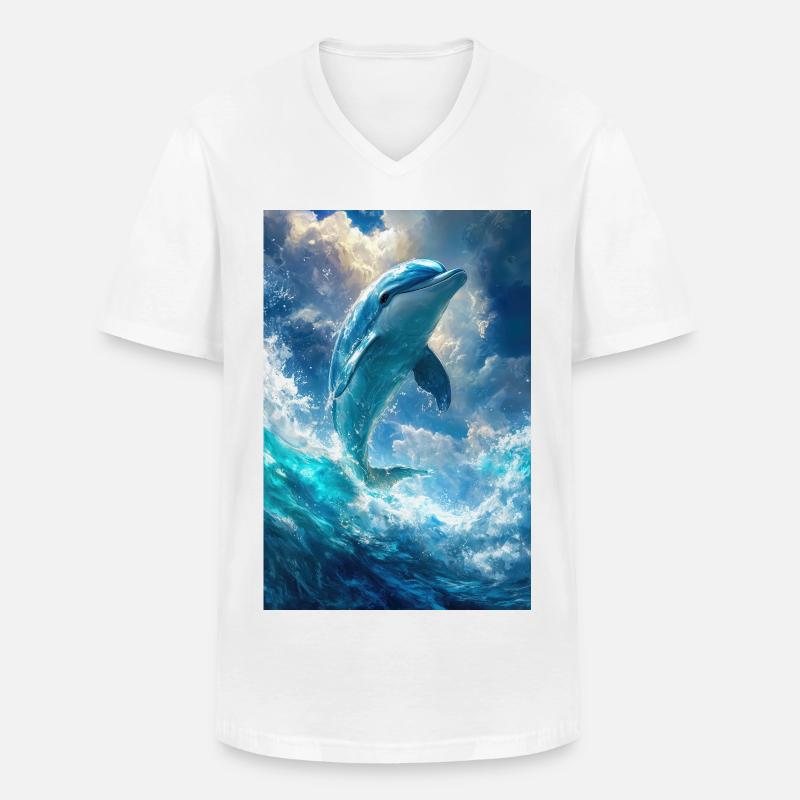 Illustration eines Delfins - Männer-T-Shirt mit V-Ausschnitt - Weiß