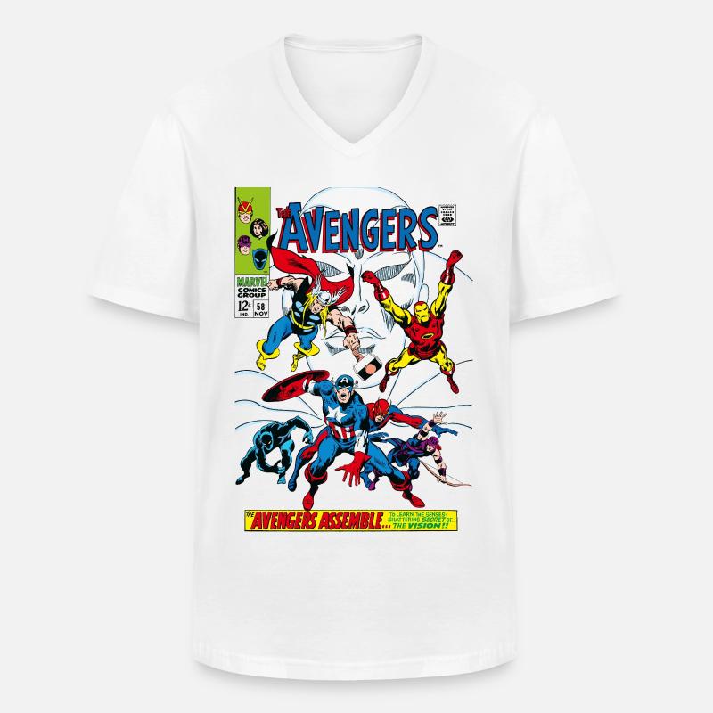 Avengers Comic Superhelden Assemble - Männer-T-Shirt mit V-Ausschnitt - Weiß