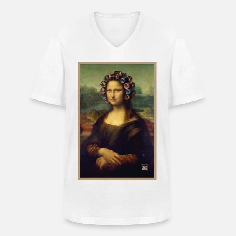 Mona Lisa Lockenwickler - Männer-T-Shirt mit V-Ausschnitt - Weiß