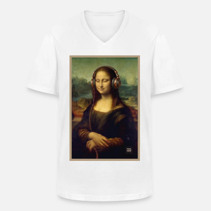 Mona Beats: Kopfhörer-Porträt - Männer-T-Shirt mit V-Ausschnitt - Weiß