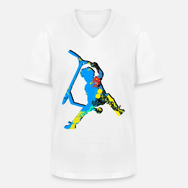 Freestyle-Roller - Männer-T-Shirt mit V-Ausschnitt - Weiß