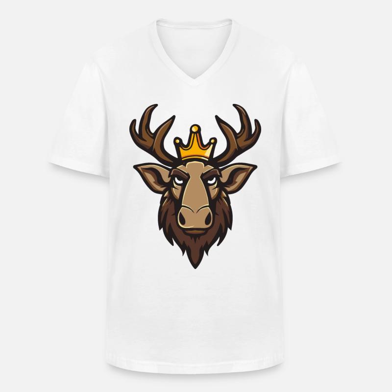 Elch Kopf Krone - Männer-T-Shirt mit V-Ausschnitt - Weiß