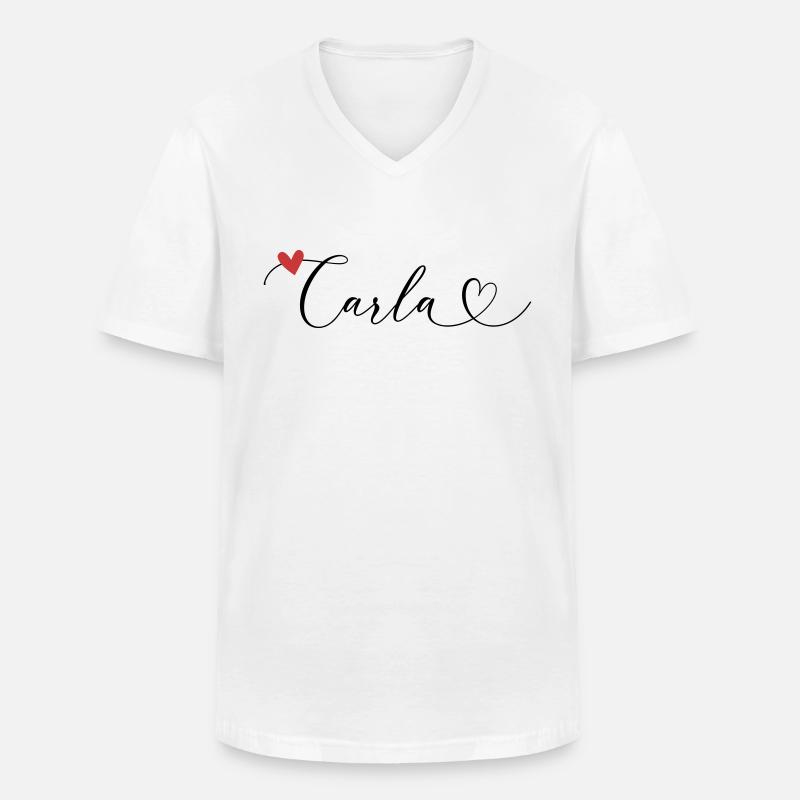 Carla Surname First name Calligraphy Heart - Men's V-Neck T-Shirt - white