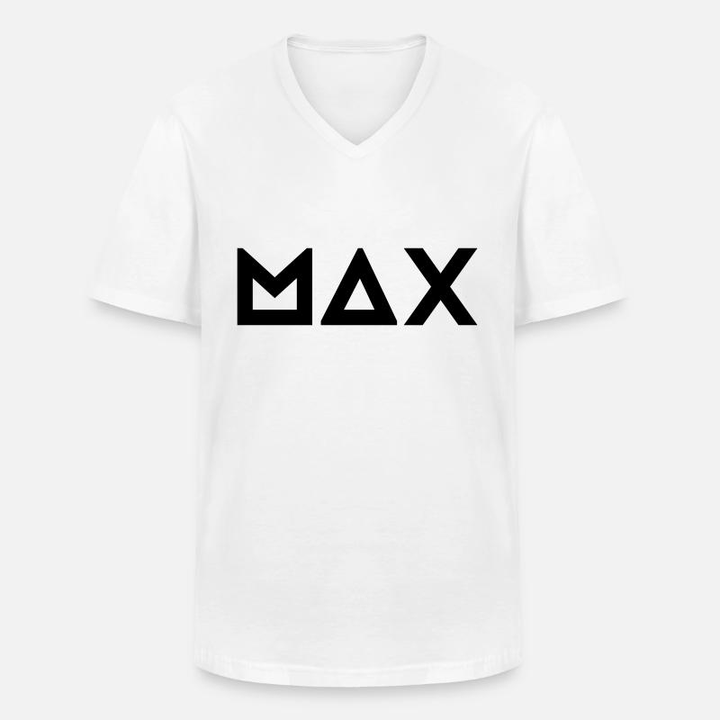 Vorname Max - Männer-T-Shirt mit V-Ausschnitt - Weiß