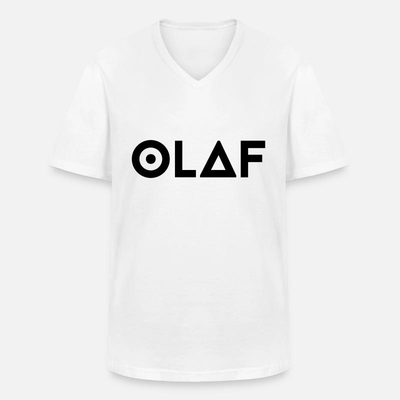 Vorname Olaf - Männer-T-Shirt mit V-Ausschnitt - Weiß