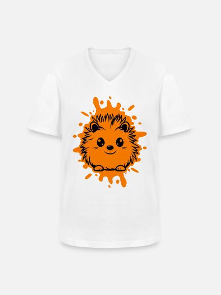 Hérisson, Animal, Bébé - T-shirt col V Homme - blanc