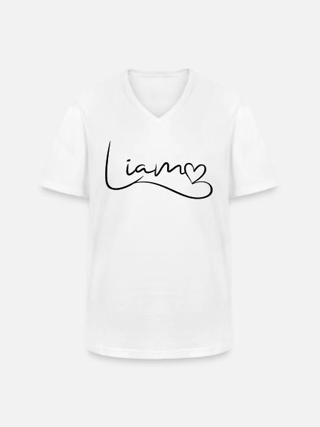 Liam Name Vorname Herzdekor - Männer-T-Shirt mit V-Ausschnitt - Weiß