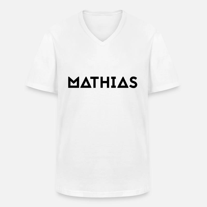 Vorname Mathias - Männer-T-Shirt mit V-Ausschnitt - Weiß