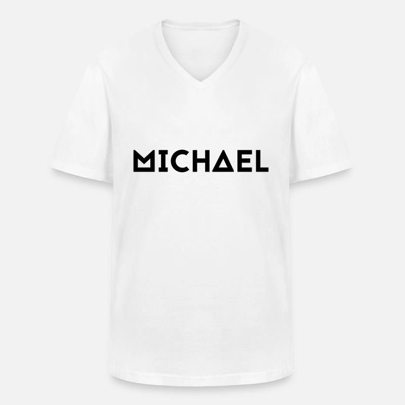 Vorname Michael - Männer-T-Shirt mit V-Ausschnitt - Weiß