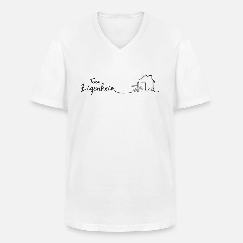 Team Eigenheim Hausbau - Männer-T-Shirt mit V-Ausschnitt - Weiß