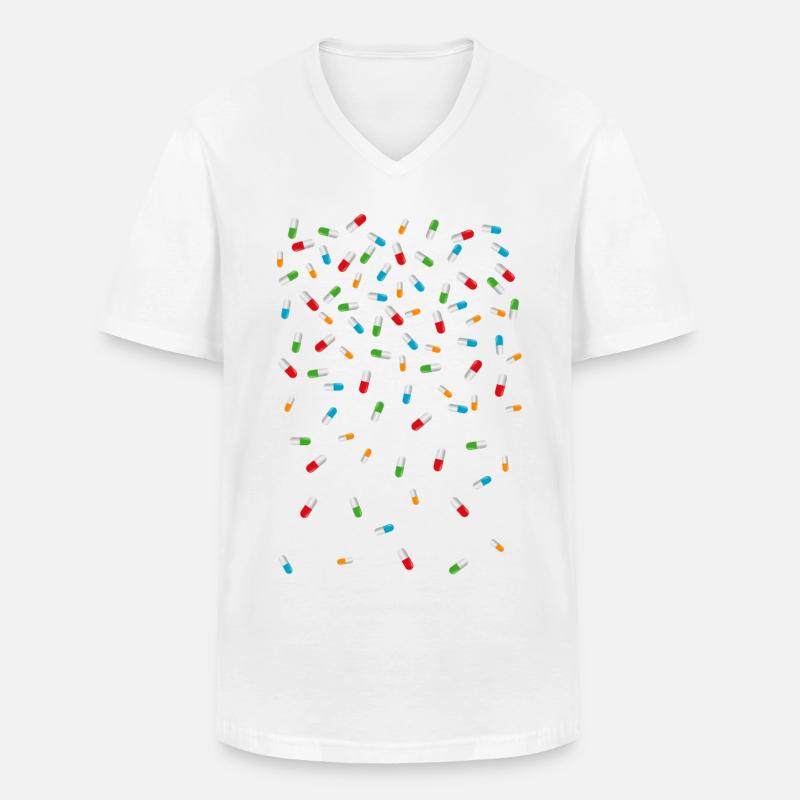 Pillen - Männer-T-Shirt mit V-Ausschnitt - Weiß
