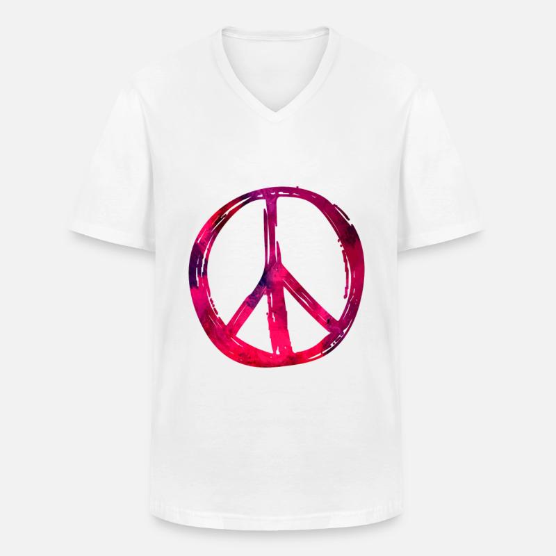 Peace - Männer-T-Shirt mit V-Ausschnitt - Weiß