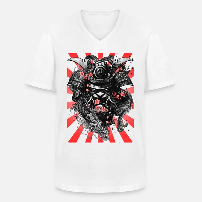 Samurai Krieger - Männer-T-Shirt mit V-Ausschnitt - Weiß