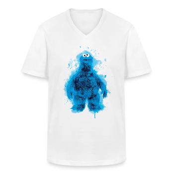 Sesamstraße Krümelmonster Farbspritzer - Männer-T-Shirt mit V-Ausschnitt - Weiß - Vorne - AI Model Male 185 light (185cm)