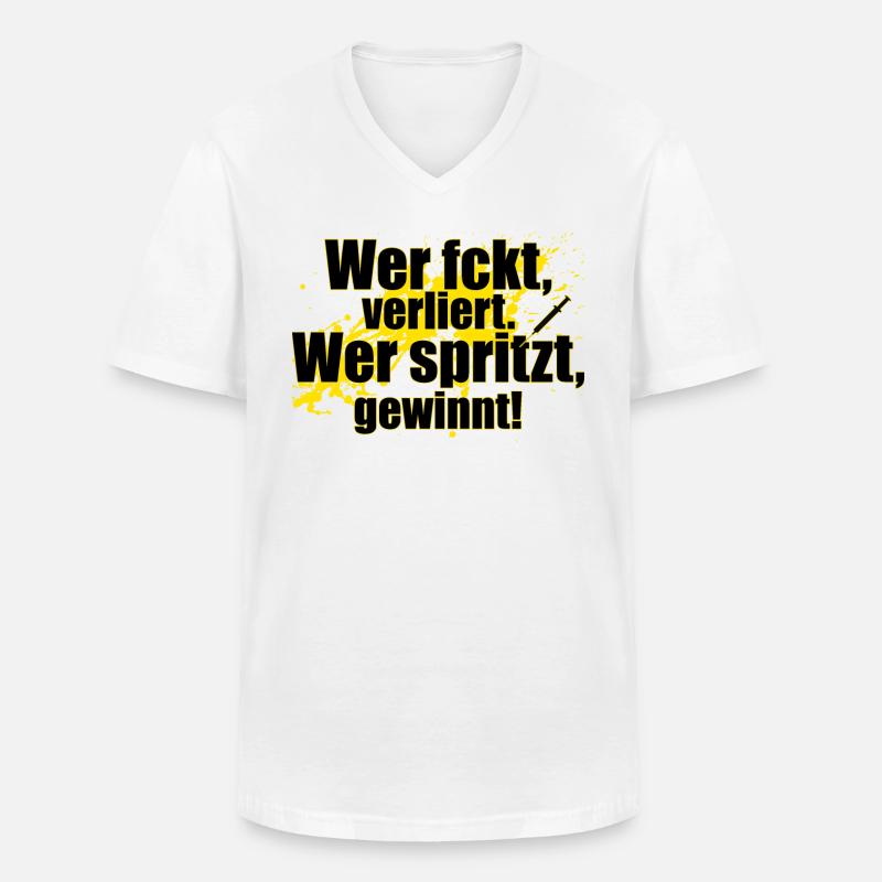 Wer spritzt gewinnt! - Männer-T-Shirt mit V-Ausschnitt - Weiß