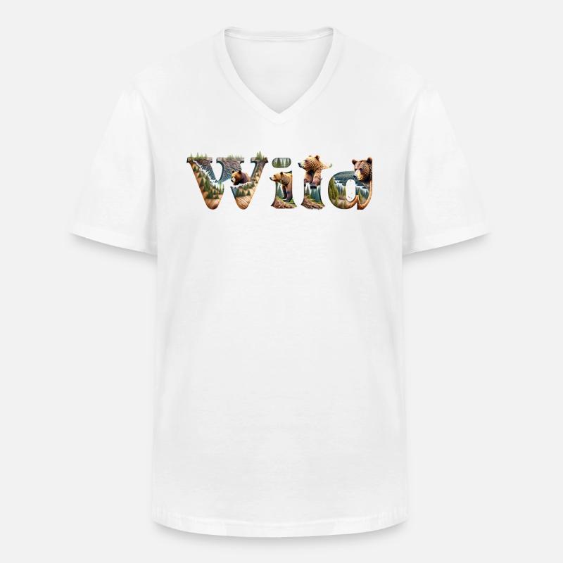 Wild - Männer-T-Shirt mit V-Ausschnitt - Weiß