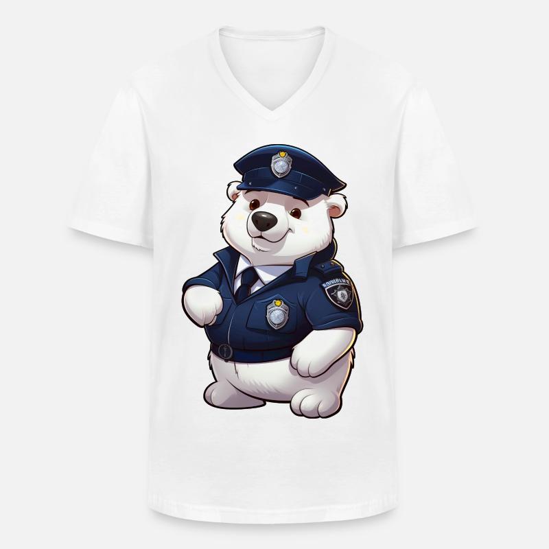 Polizei Eisbärin - Männer-T-Shirt mit V-Ausschnitt - Weiß