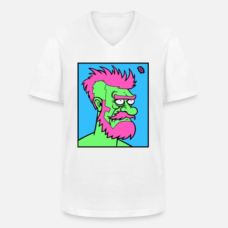 Männlicher Cartoon Mann - Männer-T-Shirt mit V-Ausschnitt - Weiß