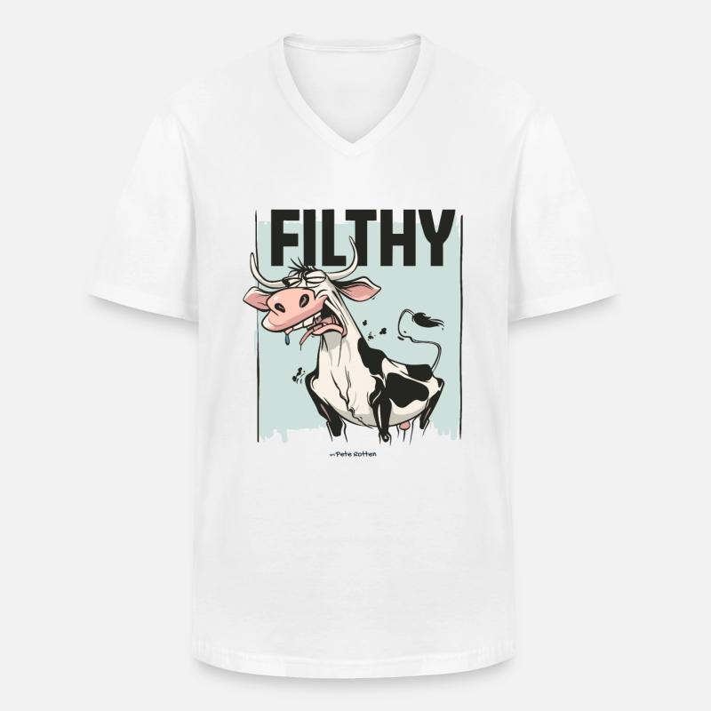 Angeekelte Kuh, dreckig und schmuddelig - Männer-T-Shirt mit V-Ausschnitt - Weiß