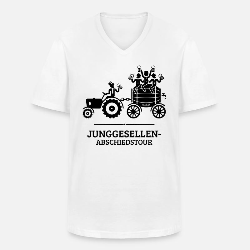 Junggesellen-Abschiedstour Trecker Bierfass JGA B - Männer-T-Shirt mit V-Ausschnitt - Weiß