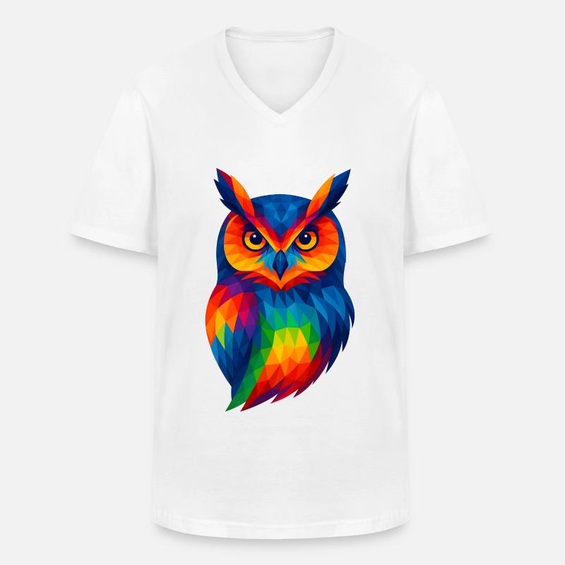 WPAP Stil Tiere - Eule - Männer-T-Shirt mit V-Ausschnitt - Weiß