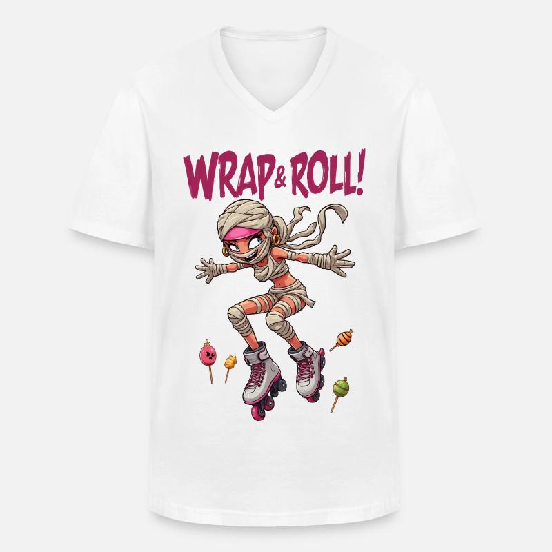 Cutie Roller Derby Mummia - Halloween - Maglietta da uomo classica con scollo a V - bianco