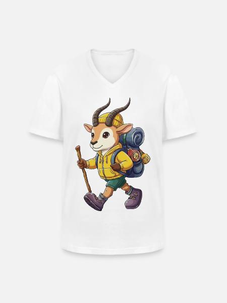 Cute Antelope Hiking Camping Adventure Backpacker - Men's V-Neck T-Shirt - white