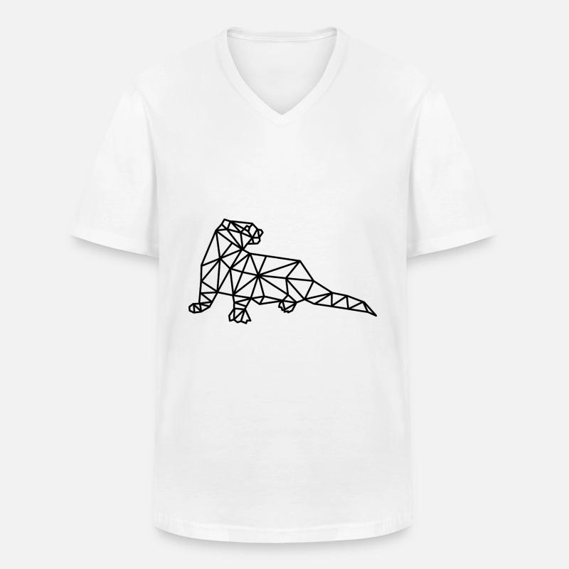 Otter Geometrisch Linie - Männer-T-Shirt mit V-Ausschnitt - Weiß