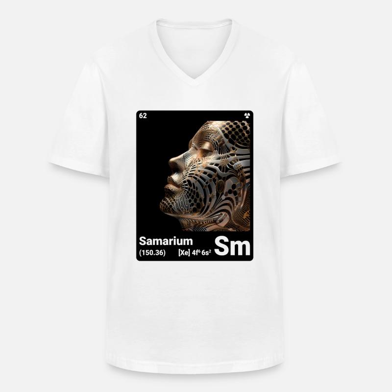 AI am Samarium (bk) - Männer-T-Shirt mit V-Ausschnitt - Weiß