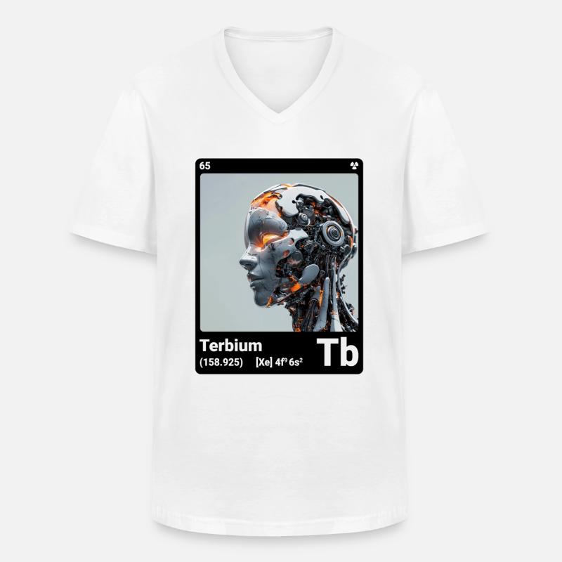 AI am Terbium (bk) - Männer-T-Shirt mit V-Ausschnitt - Weiß