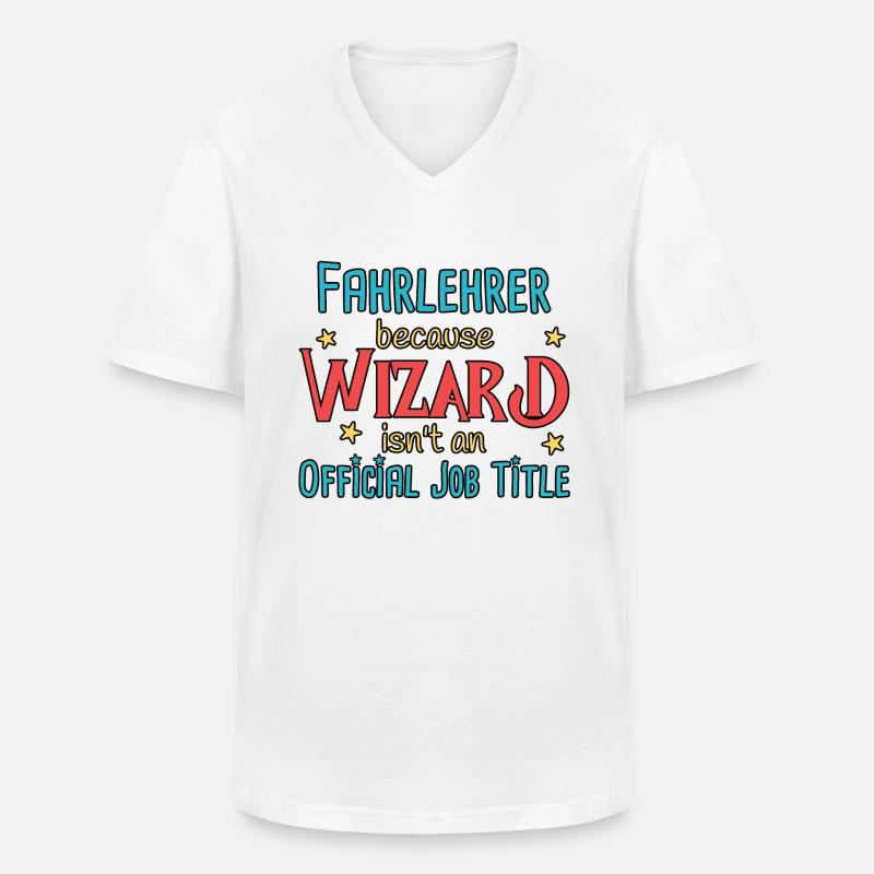 Instructeur de conduite Wizard Auto-école - T-shirt col V Homme - blanc