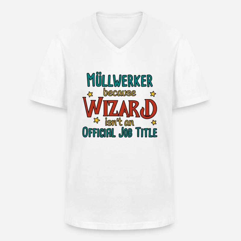 Müllwerker Wizard - Männer-T-Shirt mit V-Ausschnitt - Weiß