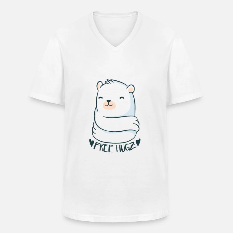 Free Hugs Bear - Männer-T-Shirt mit V-Ausschnitt - Weiß