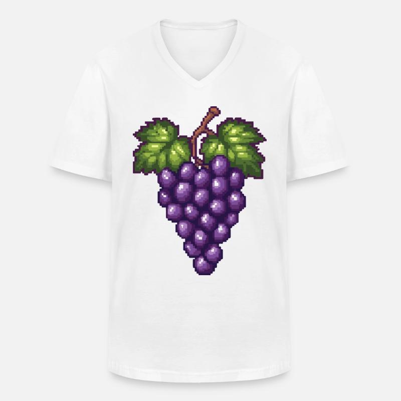 Weintrauben Pixel - Männer-T-Shirt mit V-Ausschnitt - Weiß
