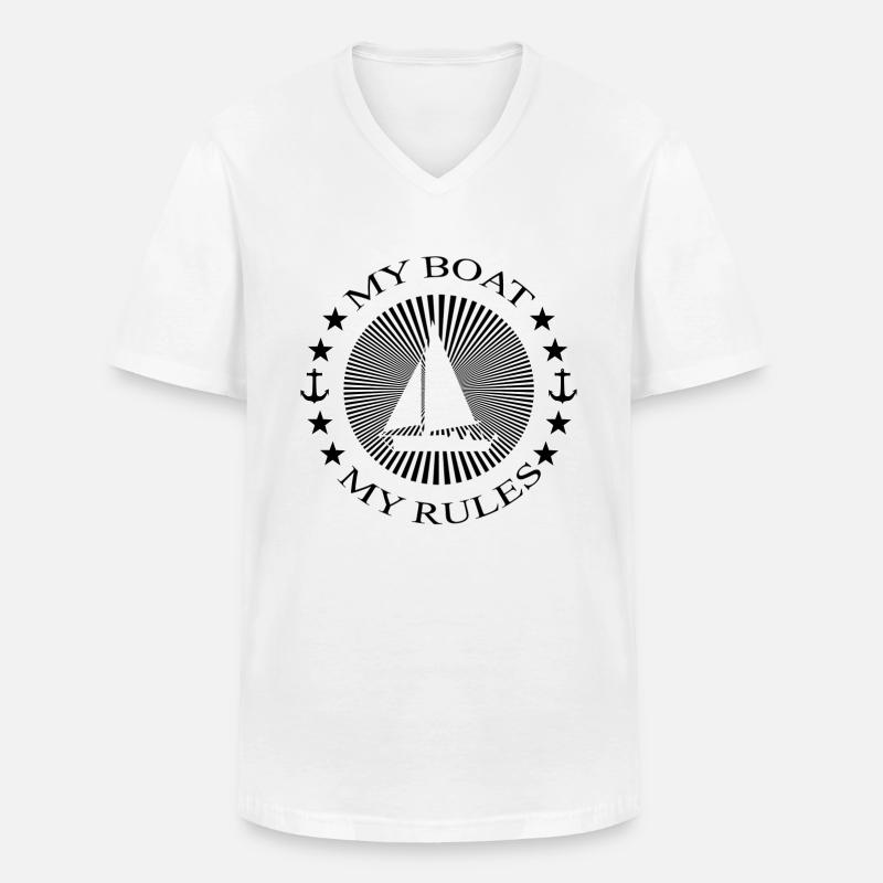 Segelboot - Männer-T-Shirt mit V-Ausschnitt - Weiß