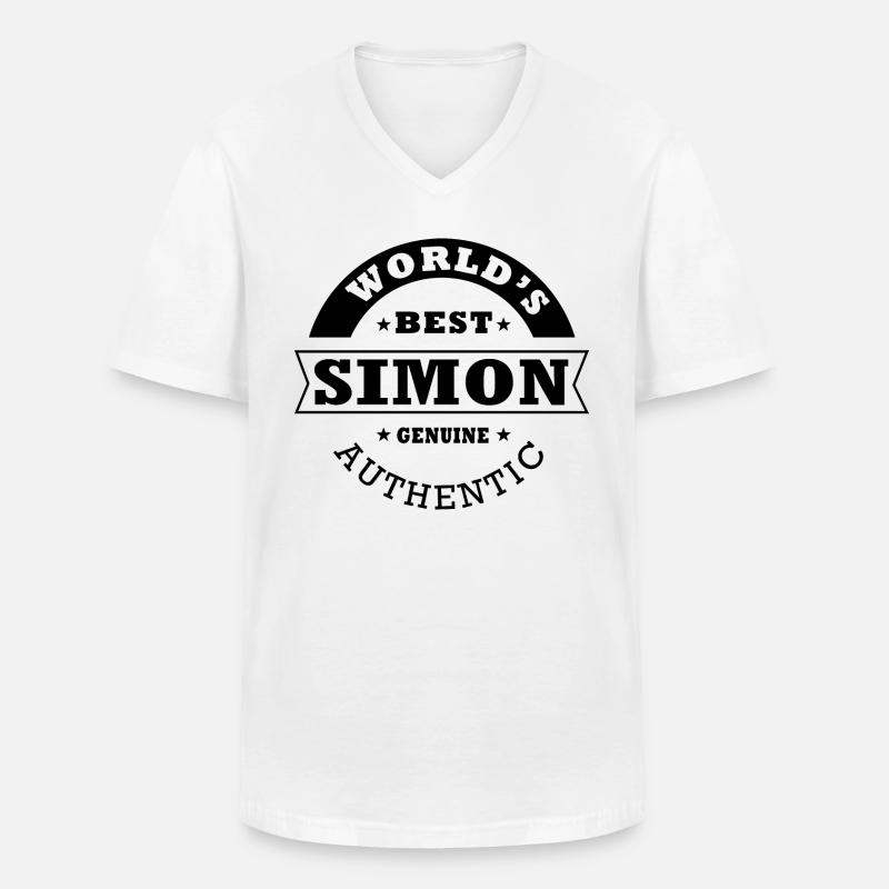 SIMON Tshirt personalized name Simon - Men's V-Neck T-Shirt - white