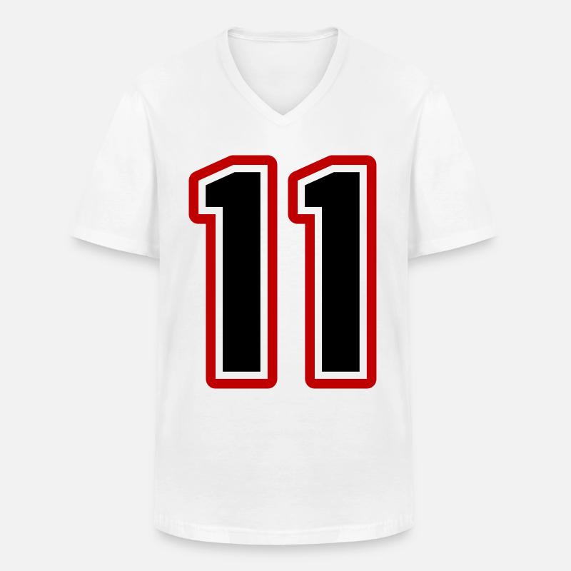 11 Simbolo numerico - Maglietta da uomo classica con scollo a V - bianco