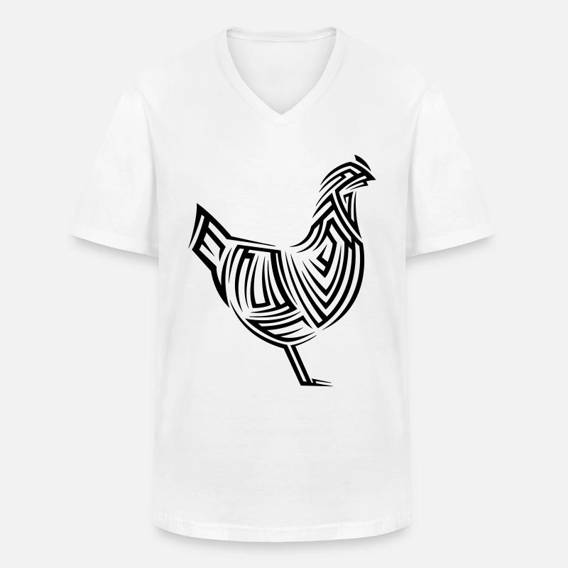Chicken Tribal Tattoo - Men's V-Neck T-Shirt - white