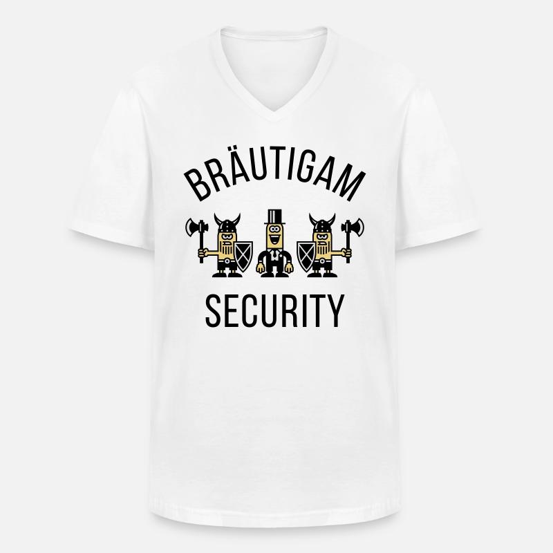 Bräutigam Security Wikinger (JGA / POS) - Männer-T-Shirt mit V-Ausschnitt - Weiß