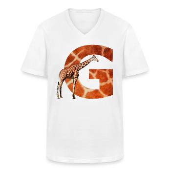 girafe g - T-shirt col V Homme - blanc - Devant - AI Model Male 185 light (185cm)