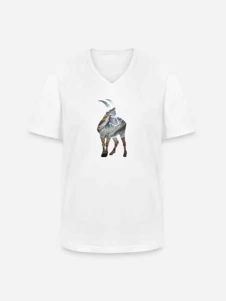 Alpensteinbock Sternzeichen Klettern Berggipfel - Männer-T-Shirt mit V-Ausschnitt - Weiß