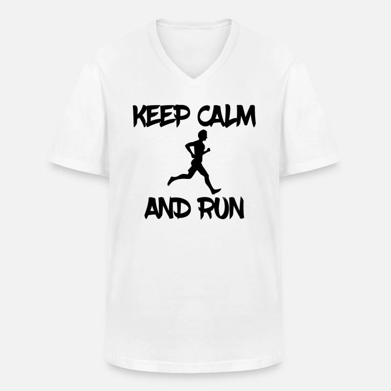 keep calm and run - Männer-T-Shirt mit V-Ausschnitt - Weiß