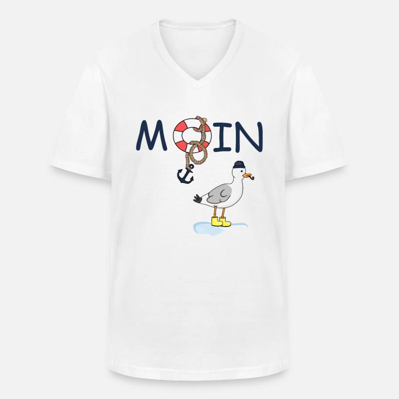Möwe Moin Gummistiefel - Männer-T-Shirt mit V-Ausschnitt - Weiß